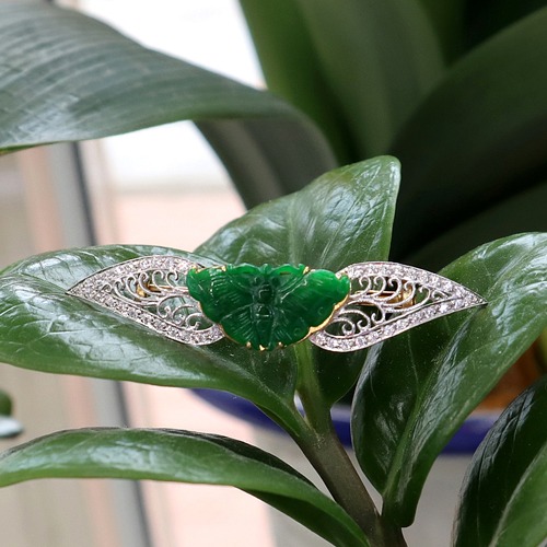 [ONEJEWEL] Butterfly jade brooch 18K 나비 비취 브로치