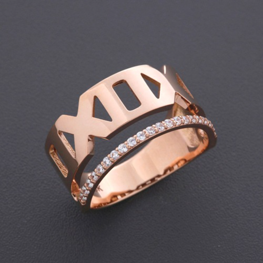 Luxury Roman numeral ring 14K,18K  럭셔리 로마숫자 두줄 반지