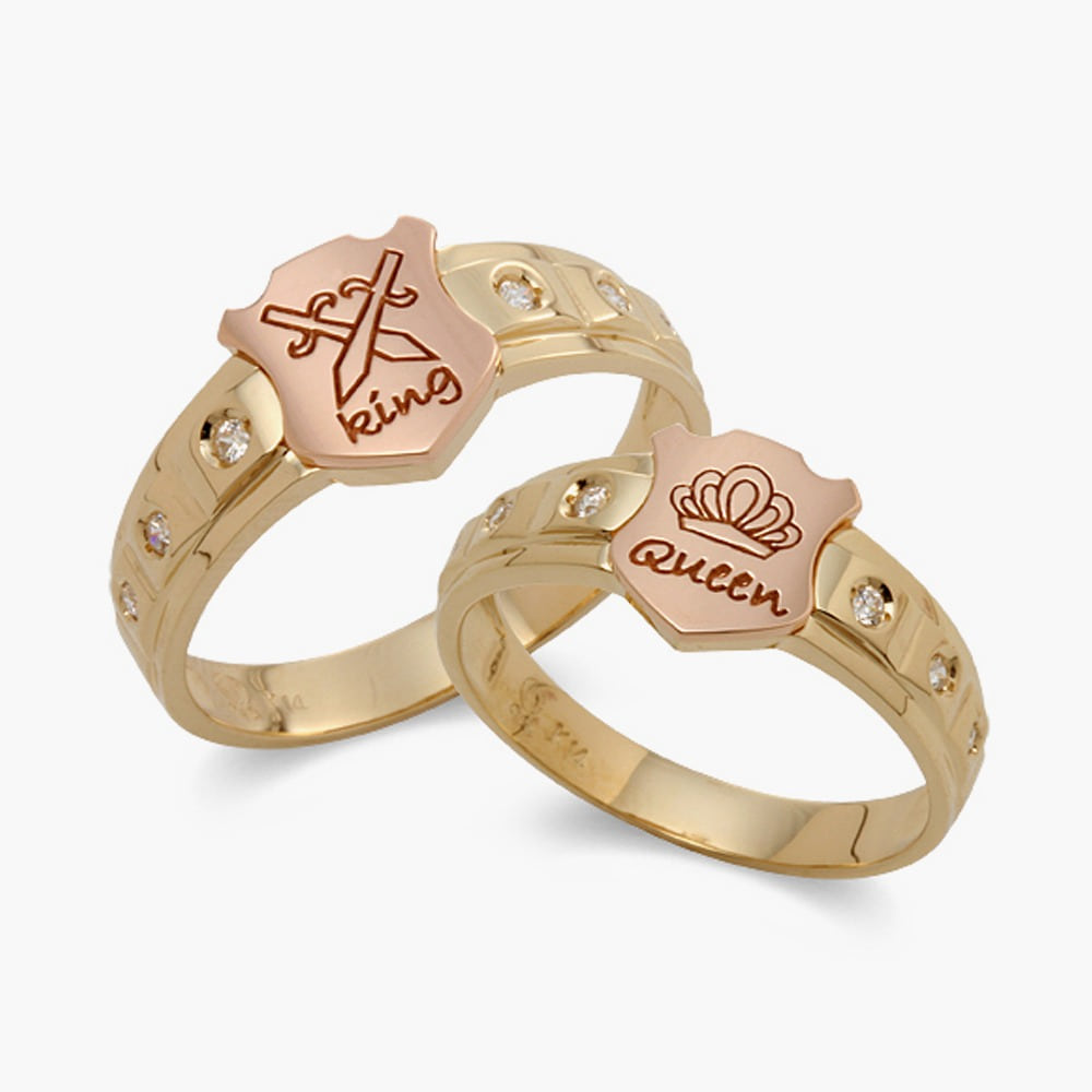 King &amp; Queen White Cubic Stone Combination Couple Ring 14K,18K 킹앤퀸 화이트큐빅 스톤 콤비 커플반지 03